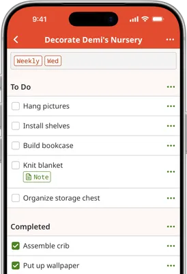 Screenshot of Homemaking App project page on iOS
