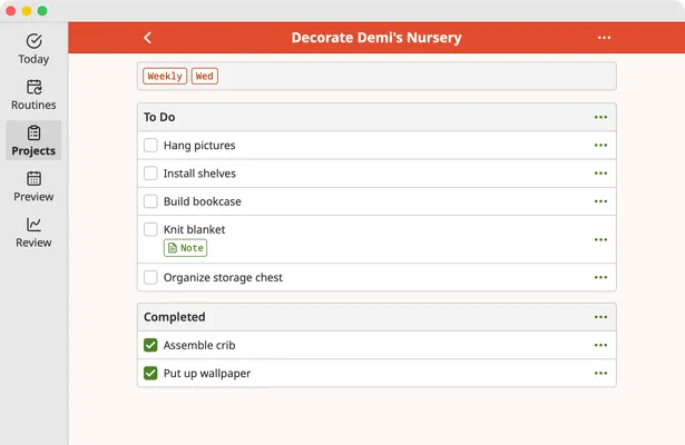 Screenshot of Homemaking App project page on macOS